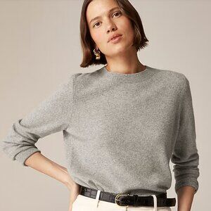 J. Crew Cashmere Classic-Fit Grey Crewneck Long Sleeve Sweater Soft New Size M